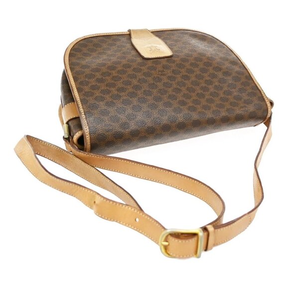 CELINE Logo Macadam Pattern Shoulder Bag PVC Leather Brown GHW Italy 63KB610 - Picture 6 of 15